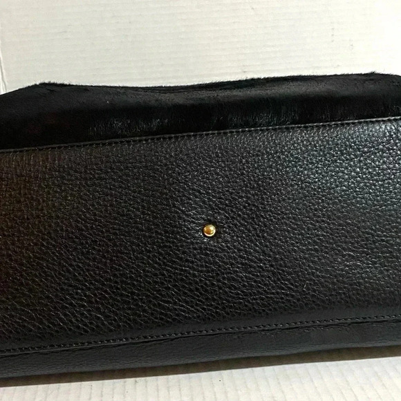 Halston calf fur & leather satchel handbag - Picture 7 of 13